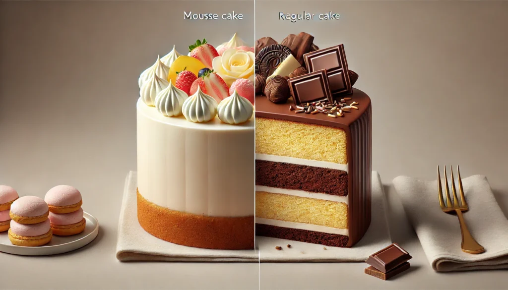 What is the difference between mousse cake and regular cake?