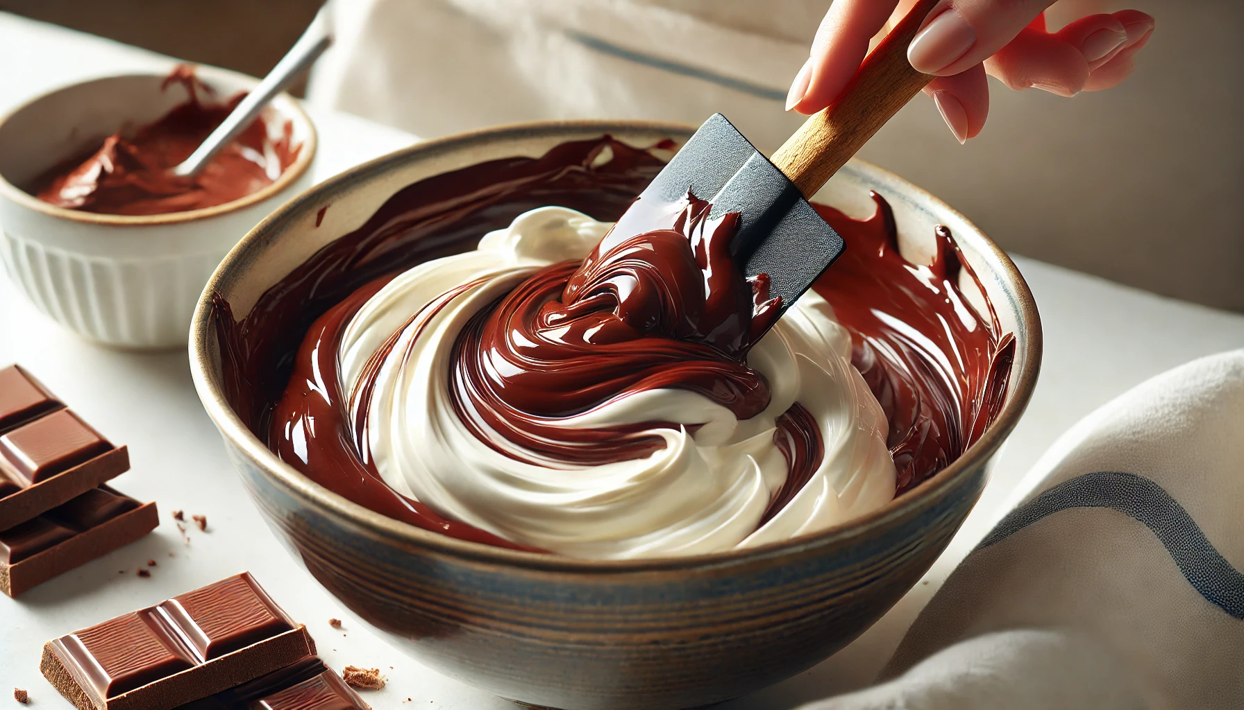 Fold chocolate into whipped cream