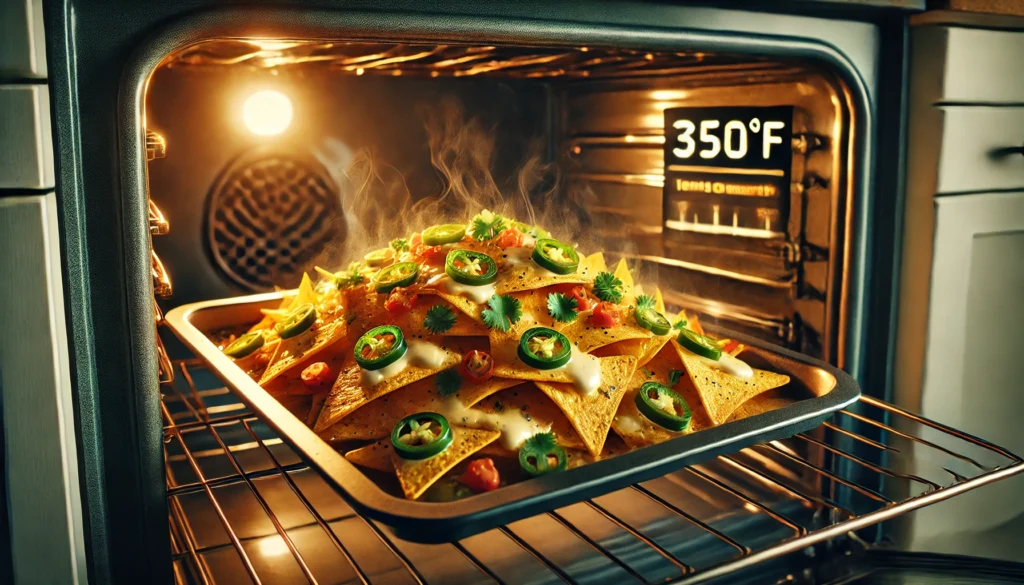 What temperature should nachos be cooked at?