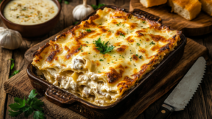 mushroom chicken alfredo lasagna