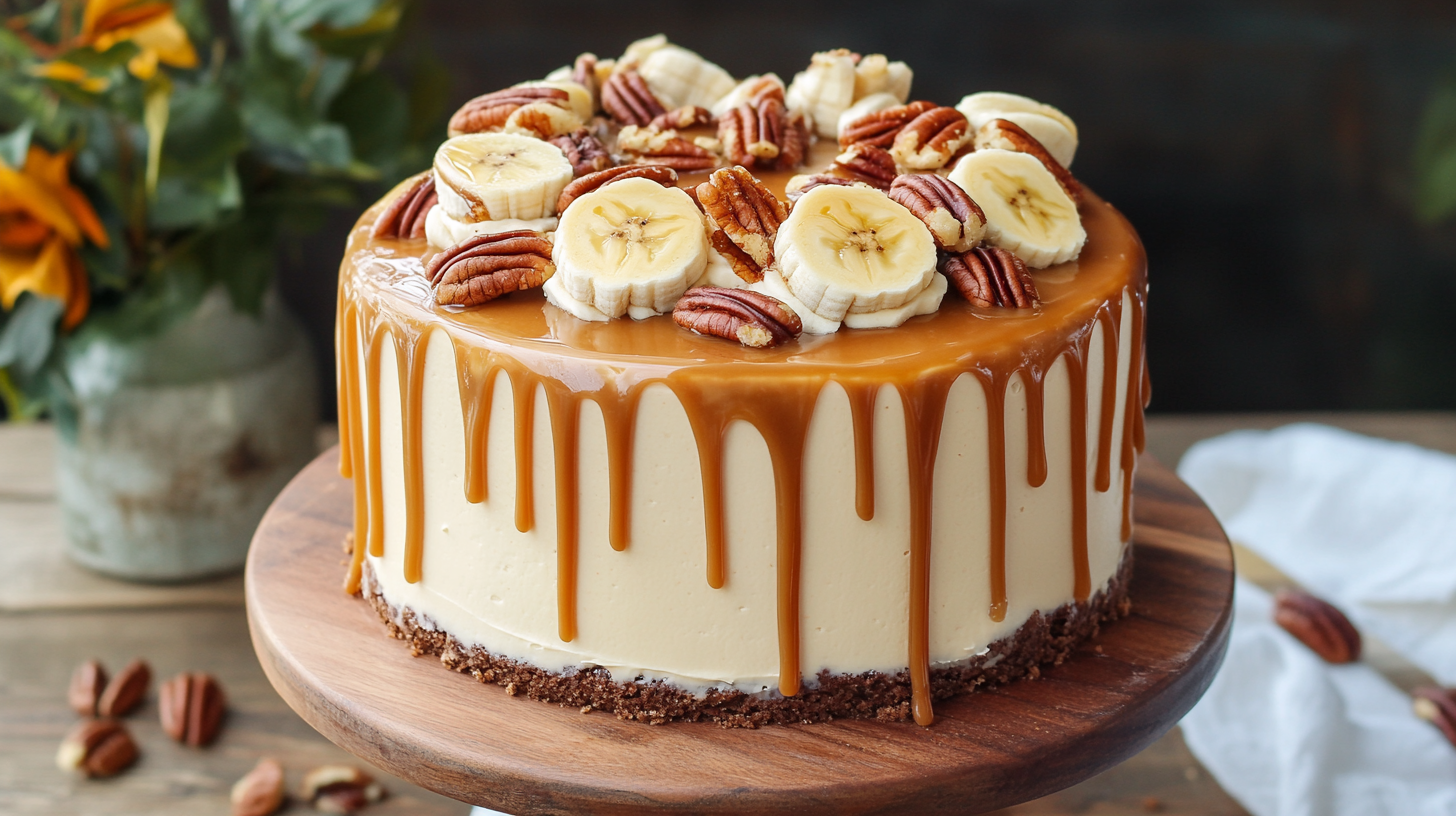 banana pecan caramel layer cake