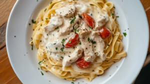 What thickens chicken alfredo sauce?