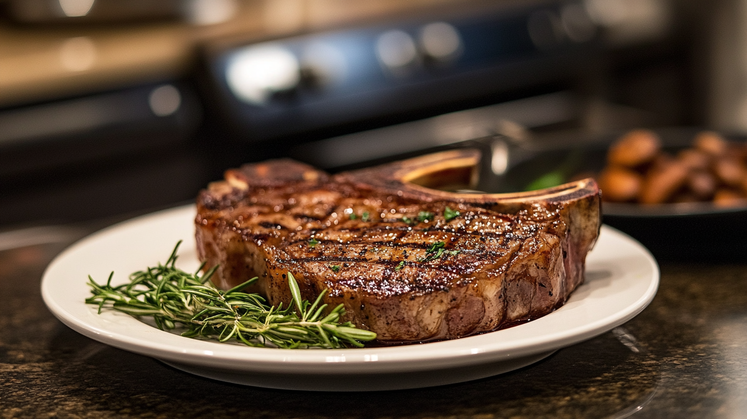 grilled 3-inch tomahawk steak