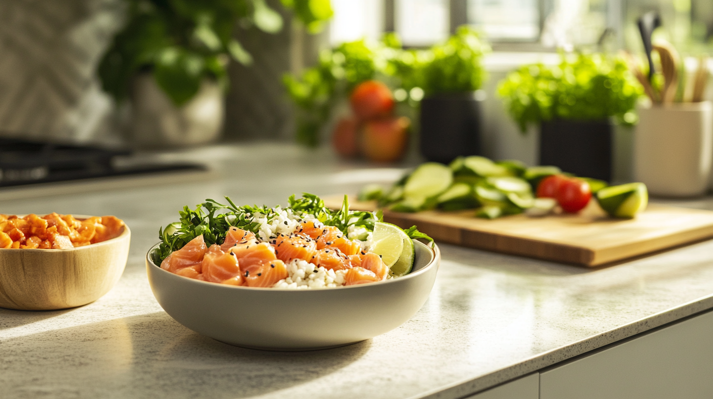 a salmon poke bowl