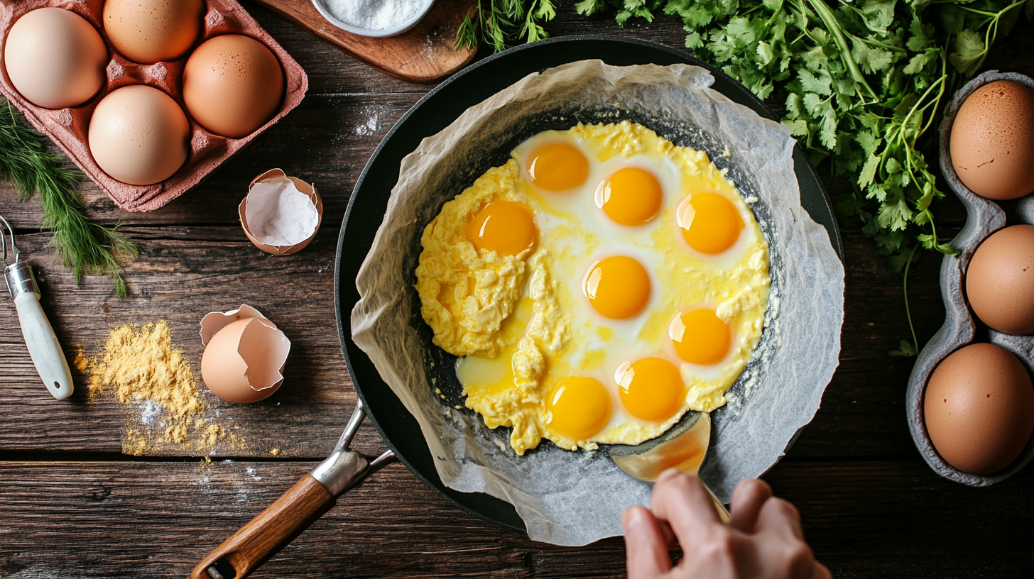  eggs on parchment paper
