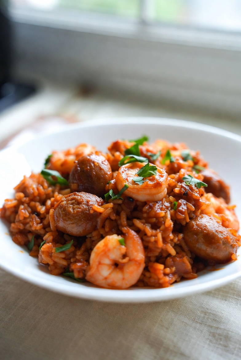The High-Performance Standard: One-Pot Jambalaya with Sausage and Shrimp