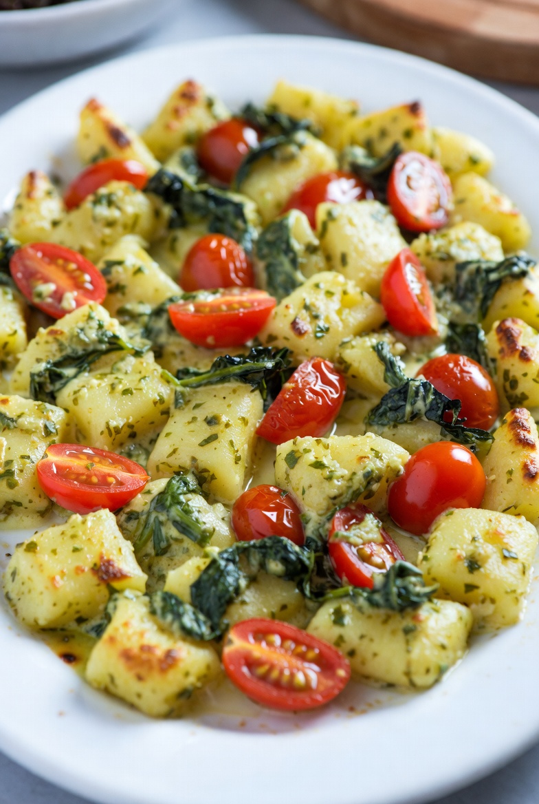 The Effervescent Standard: Sheet Pan Gnocchi with Pesto and Cherry Tomatoes