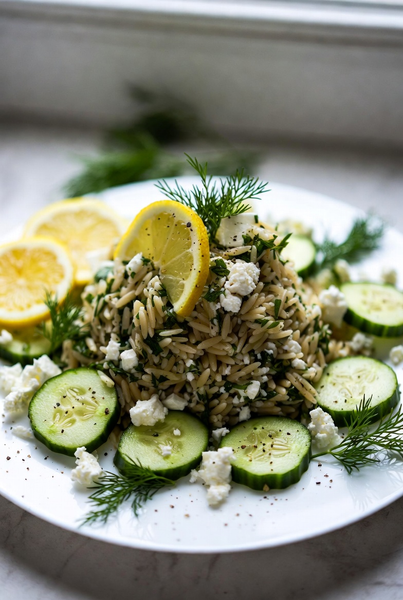 The Kitchen Blueprint: Lemony Orzo Salad with Feta and Cucumber