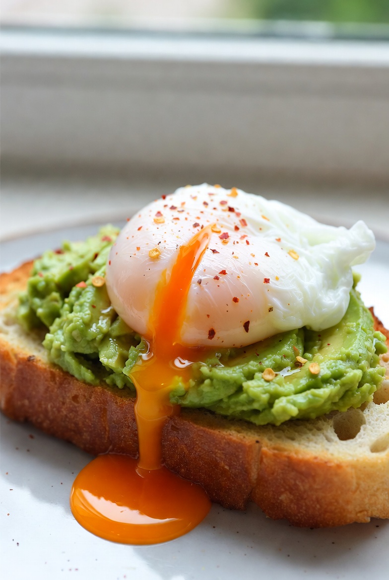 The Brunch Standard: Avocado Toast with a Poached Egg and Red Pepper Flakes