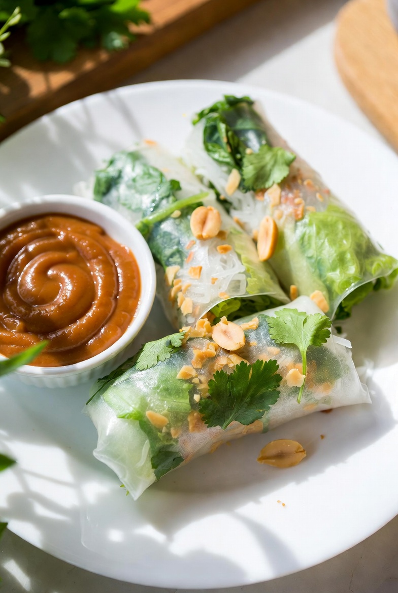 The Signature Assembly: Vietnamese Fresh Spring Rolls with Peanut Sauce