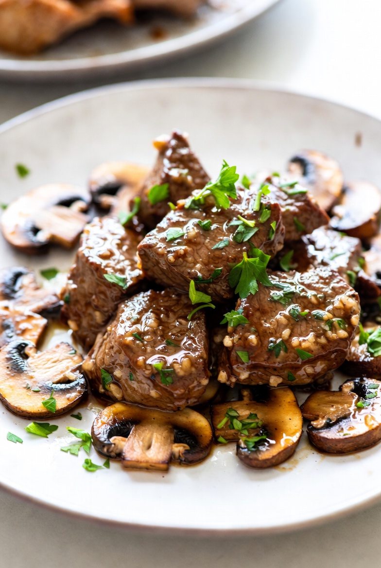 The Maillard Masterpiece: Steak Bites with Garlic Butter and Mushrooms