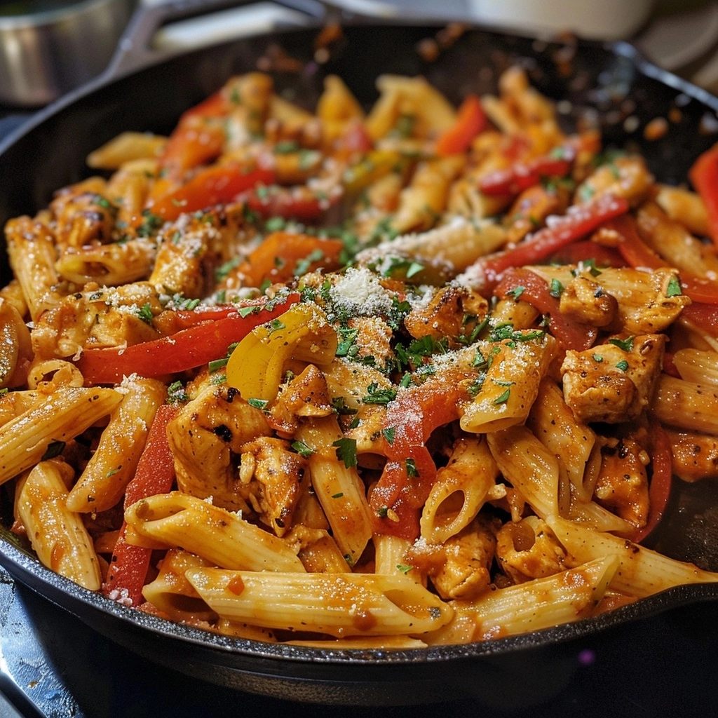 One-Pan Chicken Fajita Pasta Dinner Recipe