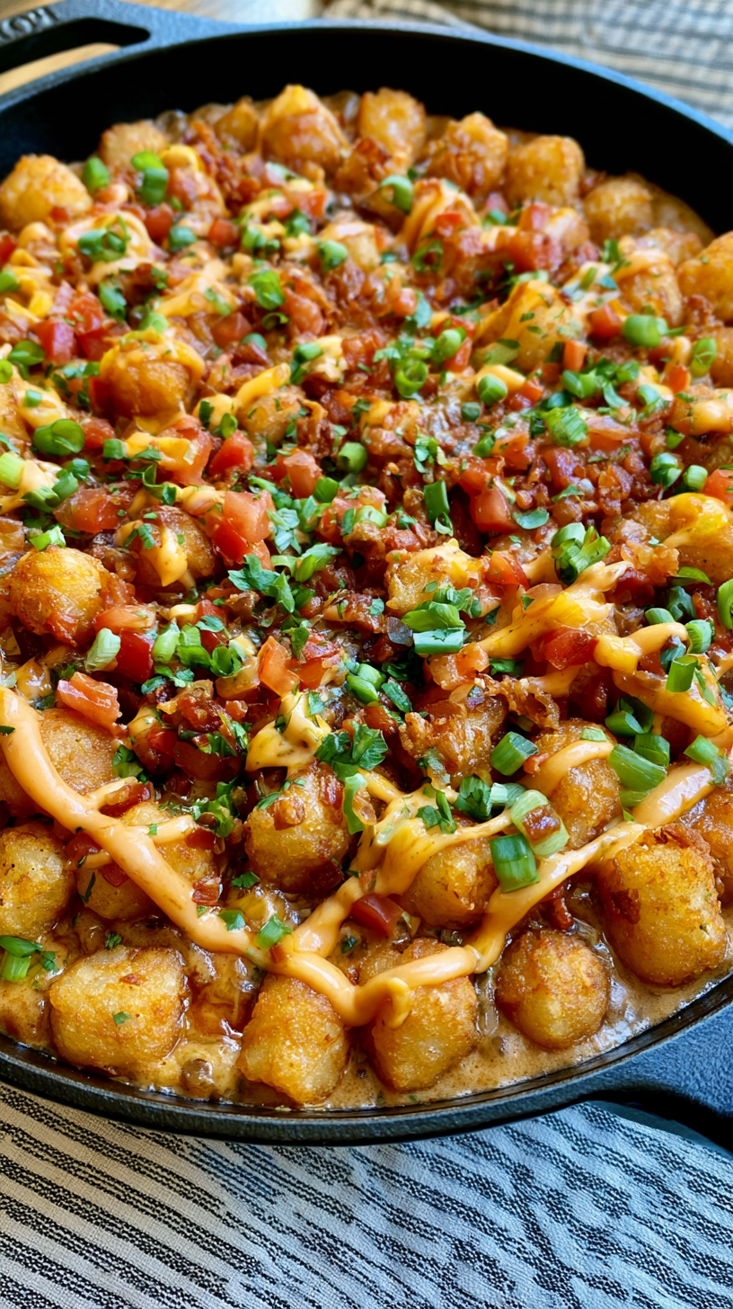 Loaded Bacon Cheeseburger Tater Tot Skillet Recipe